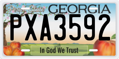 GA license plate PXA3592