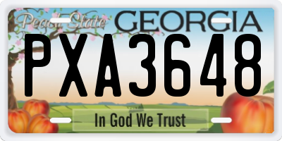 GA license plate PXA3648