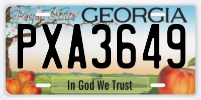 GA license plate PXA3649