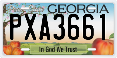GA license plate PXA3661
