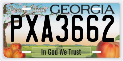GA license plate PXA3662