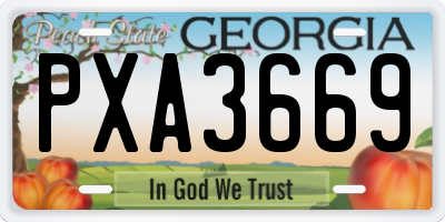 GA license plate PXA3669