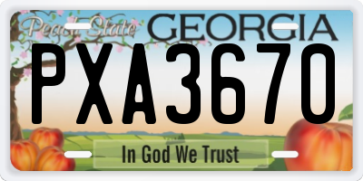 GA license plate PXA3670