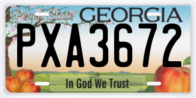 GA license plate PXA3672
