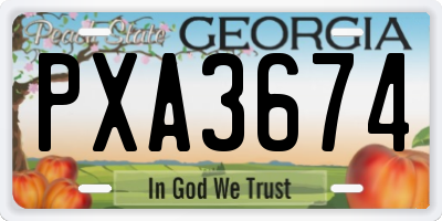 GA license plate PXA3674