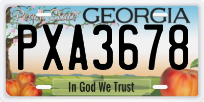 GA license plate PXA3678