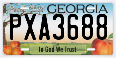 GA license plate PXA3688