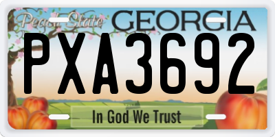 GA license plate PXA3692