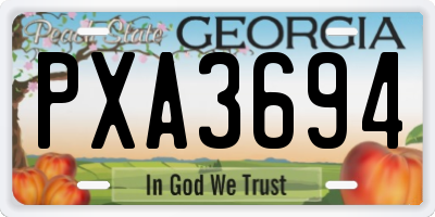 GA license plate PXA3694