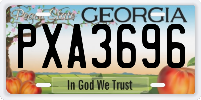 GA license plate PXA3696