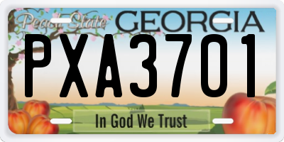 GA license plate PXA3701