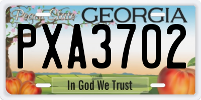GA license plate PXA3702