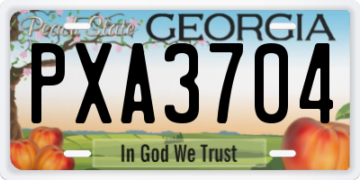 GA license plate PXA3704