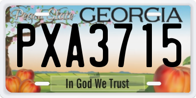 GA license plate PXA3715