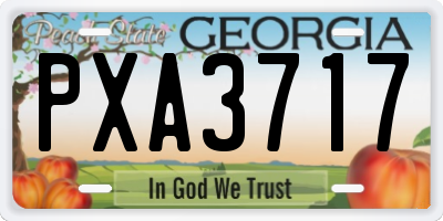 GA license plate PXA3717