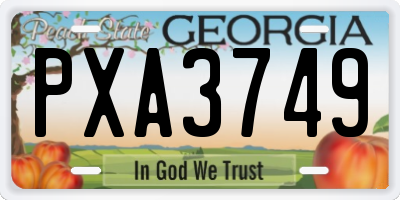 GA license plate PXA3749