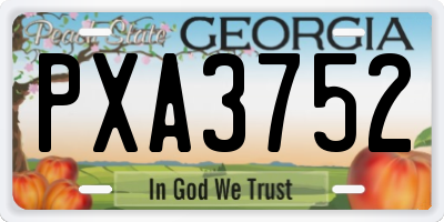 GA license plate PXA3752