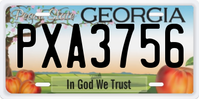 GA license plate PXA3756