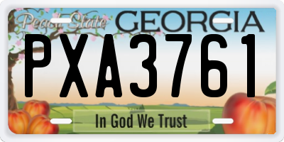 GA license plate PXA3761