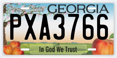 GA license plate PXA3766