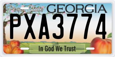 GA license plate PXA3774