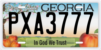 GA license plate PXA3777