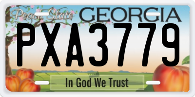 GA license plate PXA3779