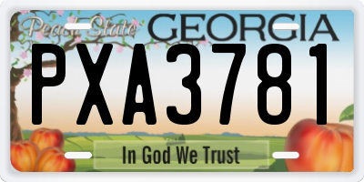GA license plate PXA3781