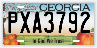 GA license plate PXA3792
