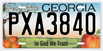 GA license plate PXA3840