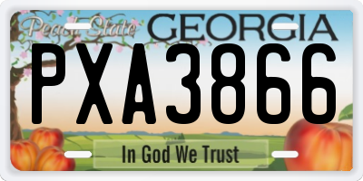 GA license plate PXA3866
