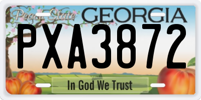 GA license plate PXA3872