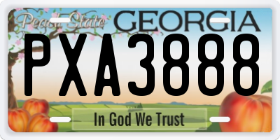 GA license plate PXA3888