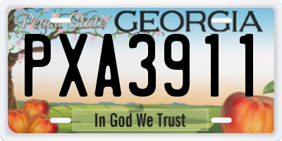 GA license plate PXA3911