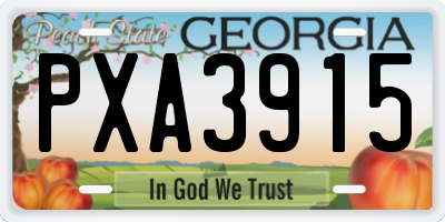 GA license plate PXA3915