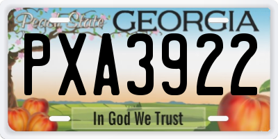 GA license plate PXA3922