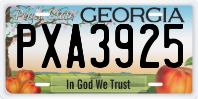 GA license plate PXA3925