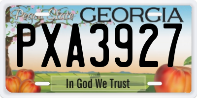 GA license plate PXA3927