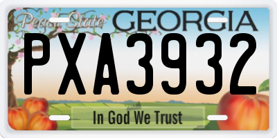GA license plate PXA3932