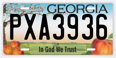 GA license plate PXA3936