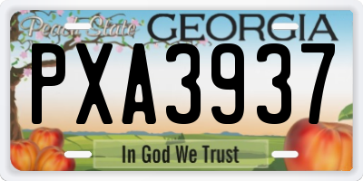 GA license plate PXA3937