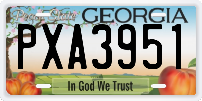 GA license plate PXA3951