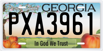 GA license plate PXA3961