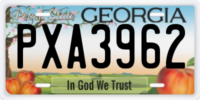 GA license plate PXA3962