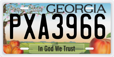 GA license plate PXA3966