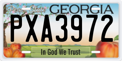 GA license plate PXA3972