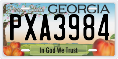 GA license plate PXA3984