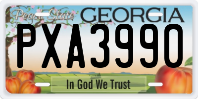 GA license plate PXA3990