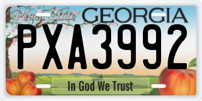 GA license plate PXA3992