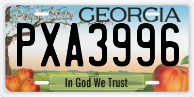 GA license plate PXA3996